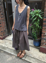 Libe Vintage Button Layered Sleeveless