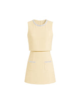  [ATELIER] Muse Sequin Detail Pocket Sleeveless Mini Dress Butter
