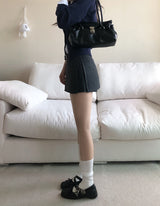 Checkered Mini Skirt Pants (2colors)