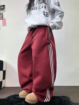 FLEECE❤TRACK LINE 3 LINE LONG PANTS ❤🖤🤍💙🩶5COLOR