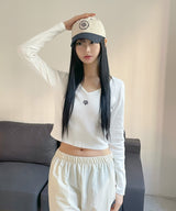 STITCH V NECK LONG SLEEVE T-SHIRT [4color]