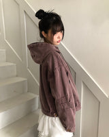 Jepu Pigment-Washed Hoodie Jacket