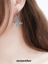[925 Silver Post] Blue Butterfly Drop Earring