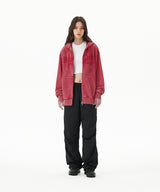 WASHED CUT OFF APPLIQUE HOOD ZIP UP