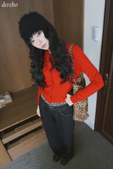 Leopard Layered Dark Denim Pants