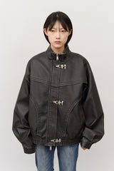 フックウォッシュ加工レザージャケット