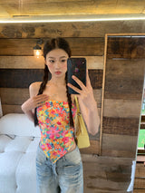 Pink Flower Sleeveless Tube Top