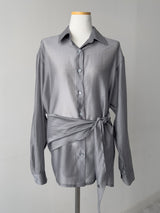 More Tencel See-Through Wrap Blouse