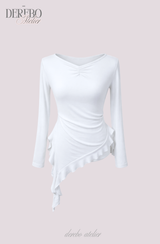 Side Shirring Lady Long Sleeve T-shirt