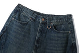 Curved Line Out Slab Denim Pants (Dark Blue)