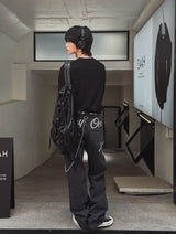 Carry Of Back Lettering Denim Pants