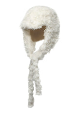KNOT EARFLAP HAT IN FURRY CREAM