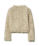 85-VIVAJ050 Line Point Crop Tweed Jacket BROWN