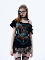 Emoha バタフライスリーブ半袖Tシャツ