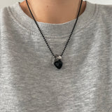 blo black chic stainless steel bold heart county line layered long necklace