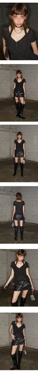 Grunge Ruffle Blouse (BLACK)