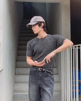 Washed Rib Muscle Fit Short Sleeve Knit