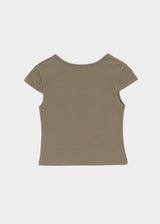 [B-BASIC] テンションコットンスクエアネックキャップスリーブ半袖Tシャツ (2 SIZE)