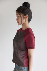 (W) メッシュクロップド半袖Tシャツ