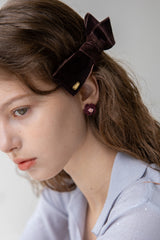 Wine and rose flower knit earring