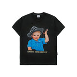 24FW カウボーイレタリングベビーフェイス半袖Ｔシャツ ブラック