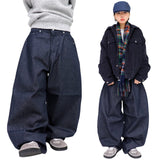 wide non-faded denim pants