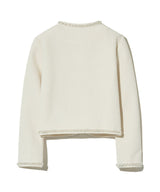 85-VIVAJ049 Line Beads Crop Tweed Jacket White