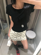 ポピー ボートネック スリム ハーフスリーブ Tシャツ