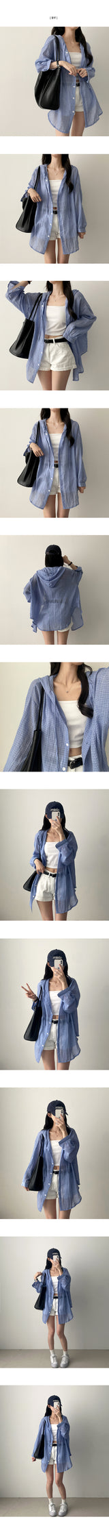 Mini Small Check Loose Fit Hooded Shirt