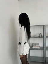 Tie shirring spandex drape long sleeve t-shirt (3 colors)