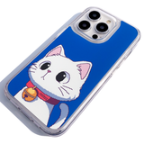 1980's キャット (ブルー - ホワイト) ゲルハードフォンケース