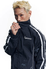 Dirty Nylon Piping Track Jacket - Black