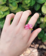 pink flower beaded ring