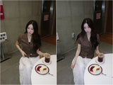 hot sealing plaid white long skirt