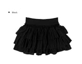Dou Lace Tiered Banding Mini Skirt