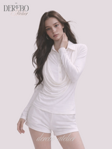 Lily Shirring Shirt Long Sleeve Top