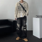 LAS Lettering Printed Hooded Zip-Up Knitwear (4 colors)
