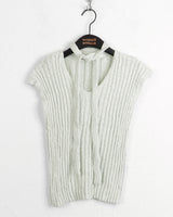 Beson halter ribbed V-neck knit tank top sleeveless