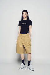 25SS カラー ロゴ ヘムライン クロップ ショートスリーブ Tシャツ ブラック