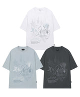 エンジェルラビットアスキーグラフィックオーバーフィットTシャツ - ライトチャコール