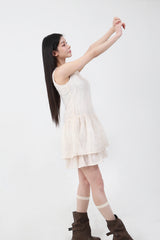 Double Frill Sleeveless Onepiece_cream