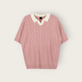 ASCLO Twist Open Collar Short Sleeve Knit (3color)