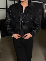 [NEW SEASON] Leather trucker jacket