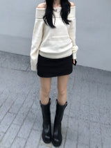 Uni Off-Shoulder Knitwear (4 colors)