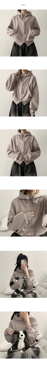 Pope Incision Pocket High Neck Hooded Zip-Up