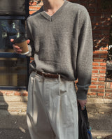 [wool80%] Cop Wool Layered V-Neck Knit