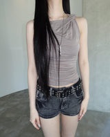 Hoody Shirring Sleeveless