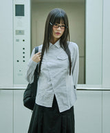 Cross Applique Slimfit Check Shirt - WHITE
