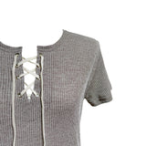 (2color) Eyelet Frill Tiered Rib Short Sleeve Tee