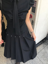 Monday Office Ball Stud Pleated Midi Skirt